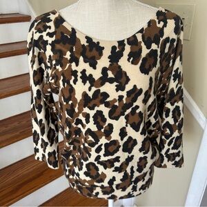 NWT Lucky Brand Leopard Print Sweater Wool/Cashmere Size M Animal Print Classic